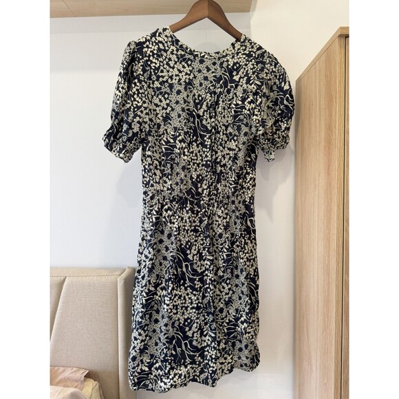 ba&sh Womens 2 Cream Floral Short Sleeve V-Neck Elastic Waist Maia Mini Dress - Picture 5 of 6